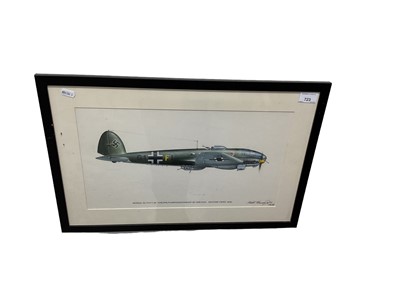 Lot 723 - Keith Broomfield- good quality watercolour and gouache study entitled - Heinkel He. 111 of 1 Gruppe, Western Front 1940, mounted in glazed frame