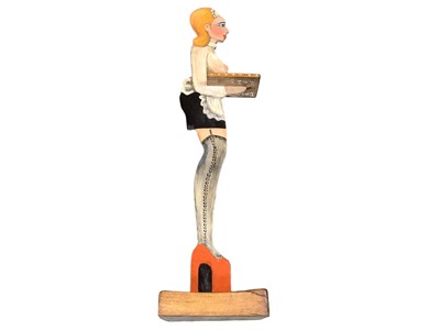 Lot 2665 - Sold in aid of St Helena Hospice- Hand painted dumb waiter in the form of topless waitress, 125cm in overall height.