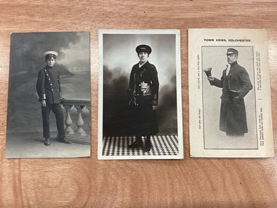 Lot 1522 - Postcards selection of Colchester interest including Town Crier, Tram Lady in uniform, Clamps Stores Furniture show room, Theatre Royal adverstising Colchester Oyster Feast, Grimmes & Emma various...