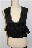 Lot 3089 - Victorian black silk dress tabard, black...