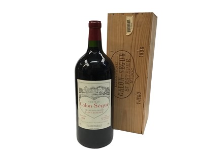 Lot 297 - One Jeroboam, Chateau Calon-Segur Grand Cru Classe Saint-Estephe 1996 (5000ml), owc lacking lid