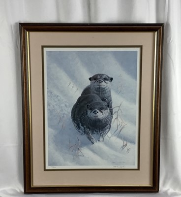 Lot 361 - Mark Chester (b.1960) limited edition signed print- Otters, numbered 172 of 850, in glazed frame