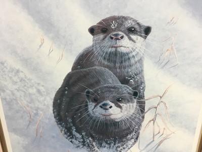 Lot 361 - Mark Chester (b.1960) limited edition signed print- Otters, numbered 172 of 850, in glazed frame