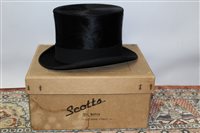 Lot 3092 - Gentlemen's Scott & Co. black top hat,...