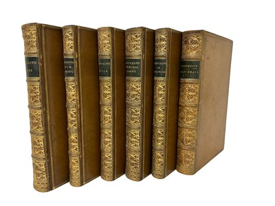 Lot 63 - Six Victorian volumes by Alfred Tennyson, finely leather bound, 1867-1870, Poems, Enoch Arden, Idylls, Princess & Maud, In Memoriam and Holy Grail