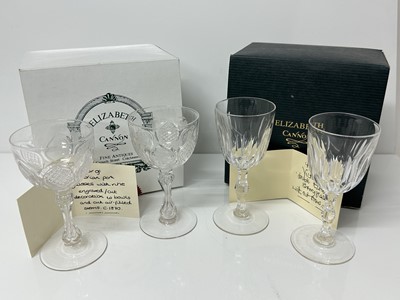 Lot 65 - Two pairs of Victorian cut glass port and sherry glasses, both circa 1870, boxed from Elizabeth Cannon Antiques