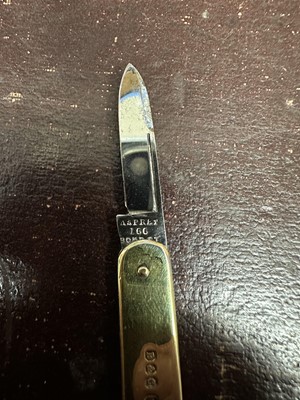 Lot 66 - Good quality Edwardian silver gilt penknife, the pair of knives marked Asprey, (Sheffield 1902), makers mark Brookes & Crookes, 12cm when open, 6cm closed