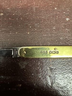 Lot 66 - Good quality Edwardian silver gilt penknife, the pair of knives marked Asprey, (Sheffield 1902), makers mark Brookes & Crookes, 12cm when open, 6cm closed