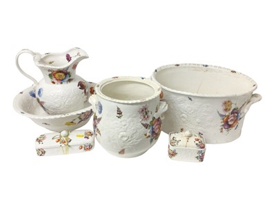 Lot 46 - Early 19th century Welsh porcelain jug and basin and other related pieces, Coalport or Swansea