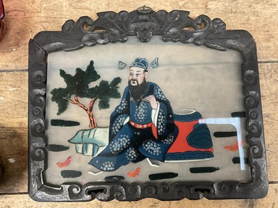 Lot 82 - Chinese reverse painted glass four section wall hanging