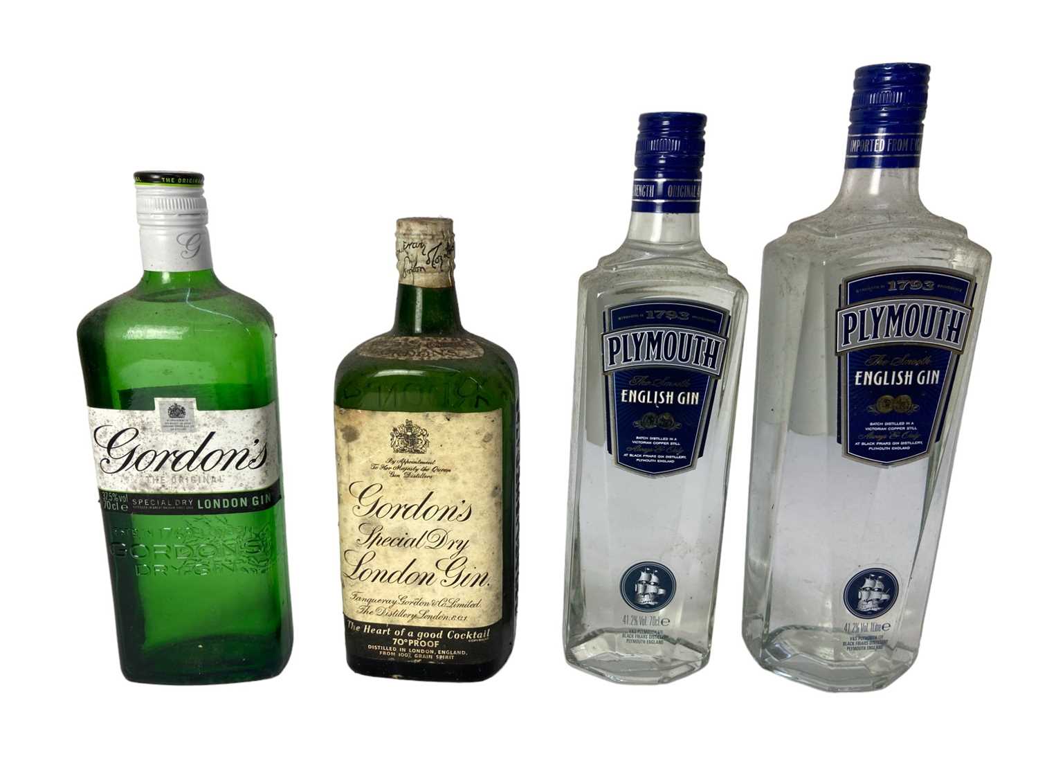 Lot 300 - Eight bottles, Gordon's Gin, 2 litres, 47.3%, four other bottles of Gordon's, two of Plymouth Gin and a bottle of Sir Robert Burnett's White Satin Gin