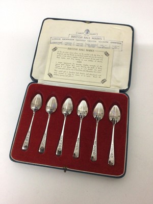 Lot 143 - Set six silver teaspoons produced for the 1935 Silver Jubilee of H.M. King George V displaying the six silver assay Office marks of the United Kingdom in fitted case