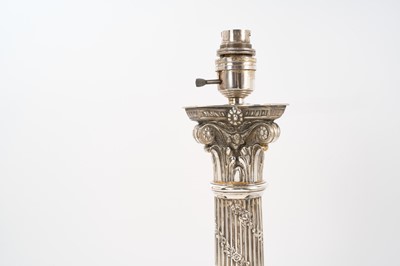 Lot 60 - Impressive good quality Edwardian silver plated Corinthian column table lamp