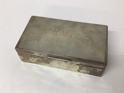 Lot 156 - Silver cigarette box with engine turned decoration (Birmingham 1955) 16 x 9 x 4.7cm