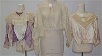 Lot 3101 - Five Victorian / Edwardian bolero tops in silk...