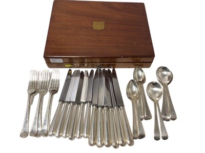 Lot 301 - Part service of silver Old English Bright-cut Edge pattern cutlery