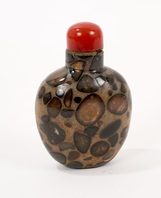 Lot 894 - Chinese Qing pudding stone snuff bottle and stopper