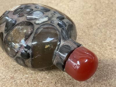 Lot 894 - Chinese Qing pudding stone snuff bottle and stopper