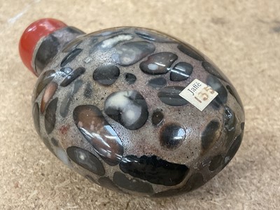 Lot 894 - Chinese Qing pudding stone snuff bottle and stopper