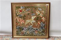 Lot 3109 - Chinese embroidered silk panel - colourful...