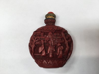 Lot 796 - Finely carved cinnabar lacquer snuff bottle