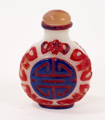 Lot 896 - 19th century Peking bi-colour overlay glass snuff bottle