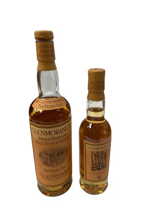 Lot 381 - Two bottles, Glenmorangie 10 year old whisky, 40%, 35cl., and 700ml, both in original tubes