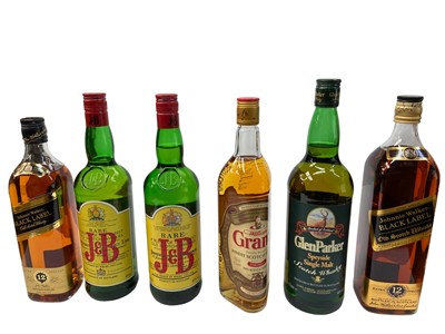 Lot 383 - Six bottles, Justerini & Brooks whisky (2), Johnnie Walker Black Label (2), Glen Parker and William Grant's whisky