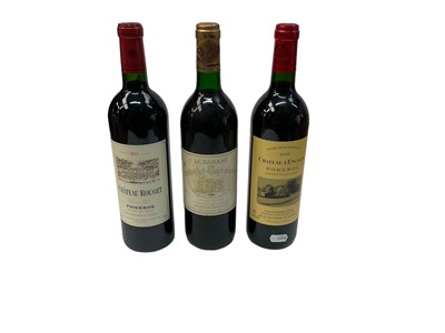 Lot 361 - Three bottles, Chateau L'Enclos Pomerol 2000, Le Bahans Chateau Haut-Brion 1992 and Chateau Rouget Pomerol 2011