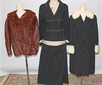 Lot 3111 - Ladies' vintage black wool and worsted coat...