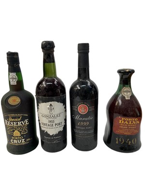 Lot 399 - Four bottles, Porto Dalva House Reserve 1940 Port, Gonzalez 1955 Vintage Port, Muratie 1999 and Special Reserve port