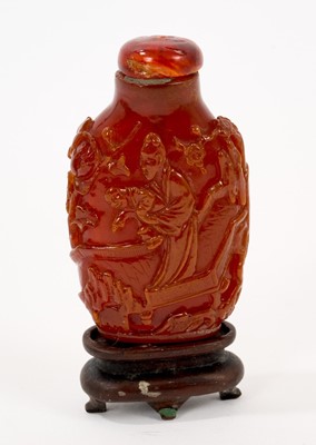 Lot 897 - 19th century Chinese carved amber snuff bottle and stopper