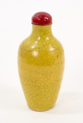 Lot 898 - Chinese Qing period Imperial yellow crackle glazed snuff bottle