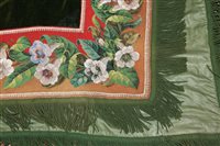 Lot 3114 - Large Victorian table cover, heavy lined green...