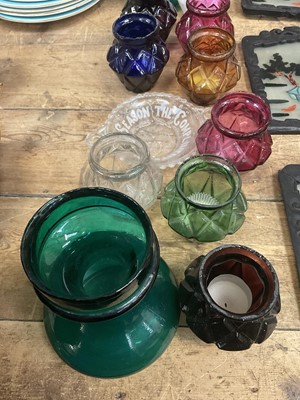 Lot 81 - Antique coloured glass tea light holders