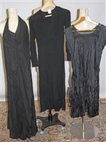 Lot 3117 - Ladies' 1920s black silk and needle-run lace...