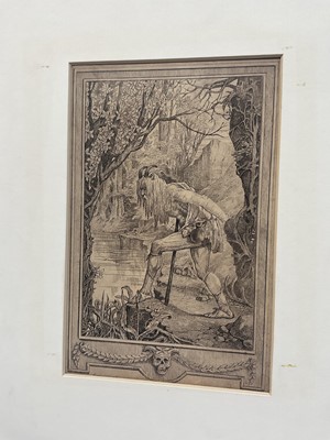 Lot 5 - George Cruickshank (1792-1878) pen and ink - book illustration, signed and indistinctly inscribed verso, also signed and dedicated 'To my dear old friend Charley Moore from George Bernard Shaw, ima...