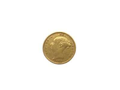 Lot 1021 - Victorian 1884 gold half sovereign with shield back