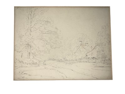Lot 16 - Henry Edridge (1768-1821), pencil, landscape, named verso, 17 x 22cm, mounted but unframed