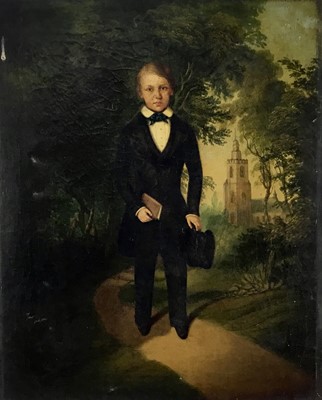 Lot 202 - English Victorian School, oil on canvas, Young Man on his way from Sunday Church