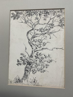 Lot 18 - Attributed to Cornelius Varley (1781-1873) pencil, tumble down farm building, inscribed C Varley to rear, 12 x 19cm, together with a similar sketch and an 18th century pencil sketch with monastic b...