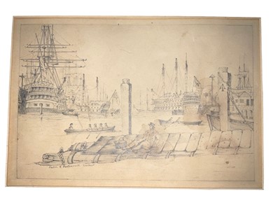 Lot 20 - 19th century English School, pencil, Sketch of Portsmouth Harbour, 13 x 20cm and five further 19th century sketches