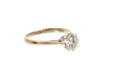 Lot 498 - Diamond single stone ring with a round brilliant cut diamond estimated to weigh approximately 1.10cts in eight claw setting on 18ct white gold shank, London 1975. Ring size N.