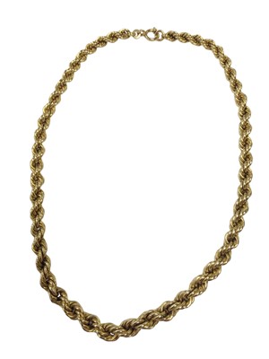 Lot 58 - 9ct gold graduated rope twist necklace