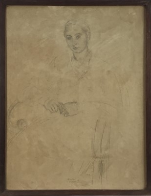 Lot 136 - Chantal Quenneville (French 1897-1969) drawing, Young Woman, signed