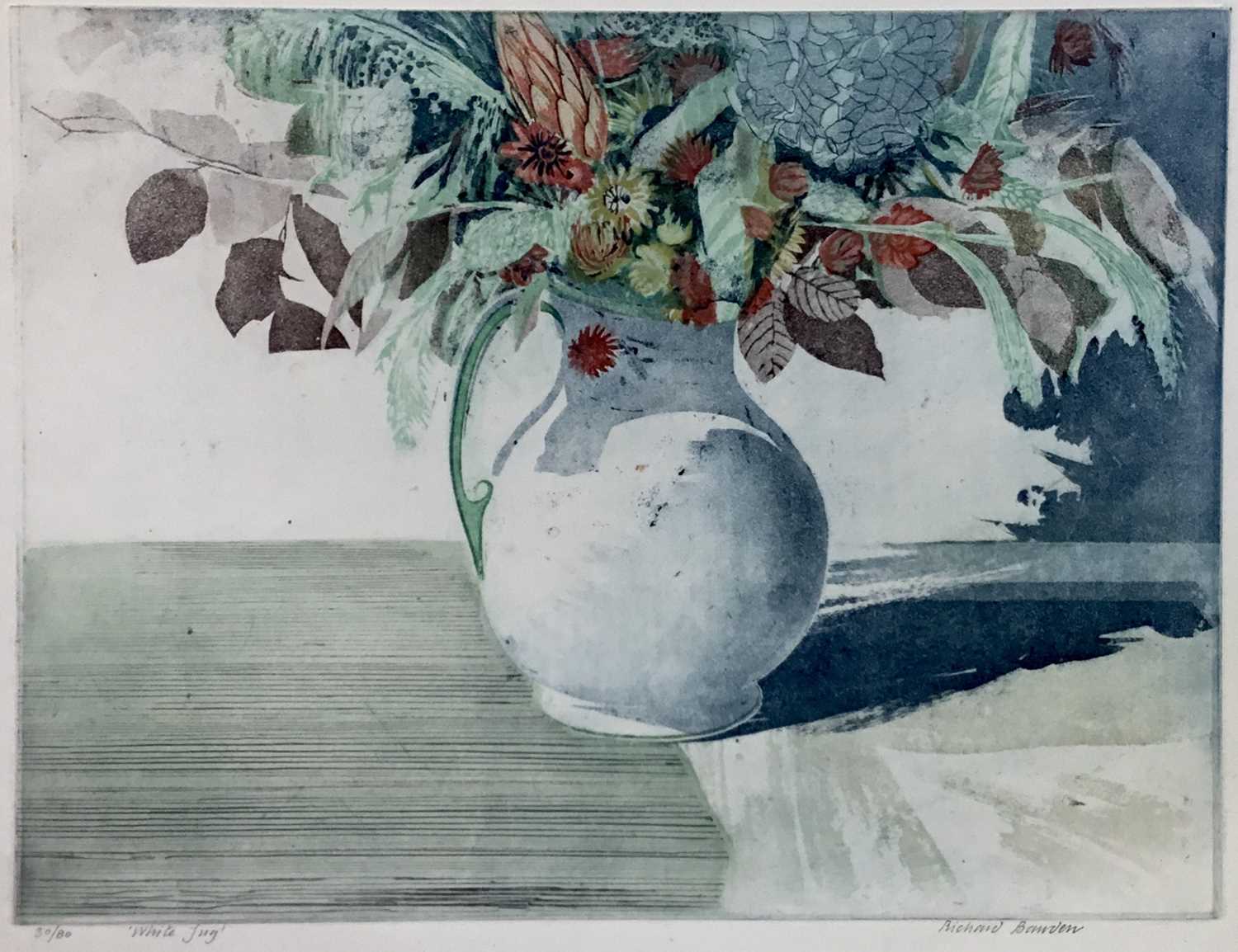 Lot 32 - Richard Bawden (b.1936) coloured etching, The White Jug, signed and numbered 30/80