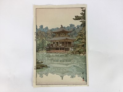 Lot 29 - Japanese woodblock, Pavilion, signed, 40cm x 27cm