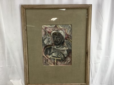 Lot 1 - Fay Pomerance (1912-2001) pastel - ‘Adam of the Battlefield’, 35cm x 25cm, in glazed frame
