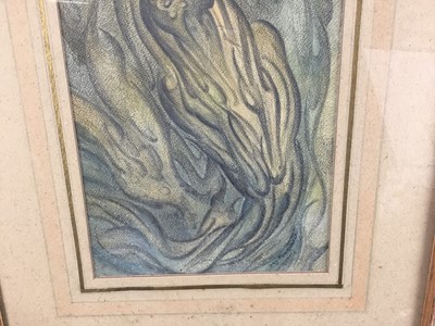 Lot 11 - Fay Pomerance (1912-2001) pastel - ‘Lucifer's Reptilian Ascent to Eden’, signed, 32cm x 23cm, in glazed frame