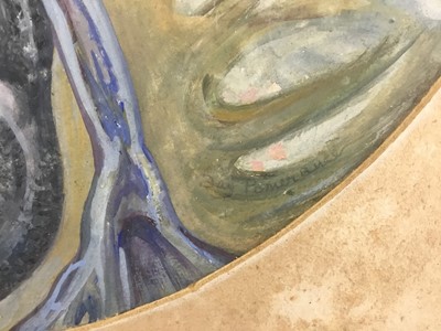 Lot 12 - Fay Pomerance (1912-2001) watercolour - ‘Four Fold Circle’, signed, 45cm x 45cm in glazed frame